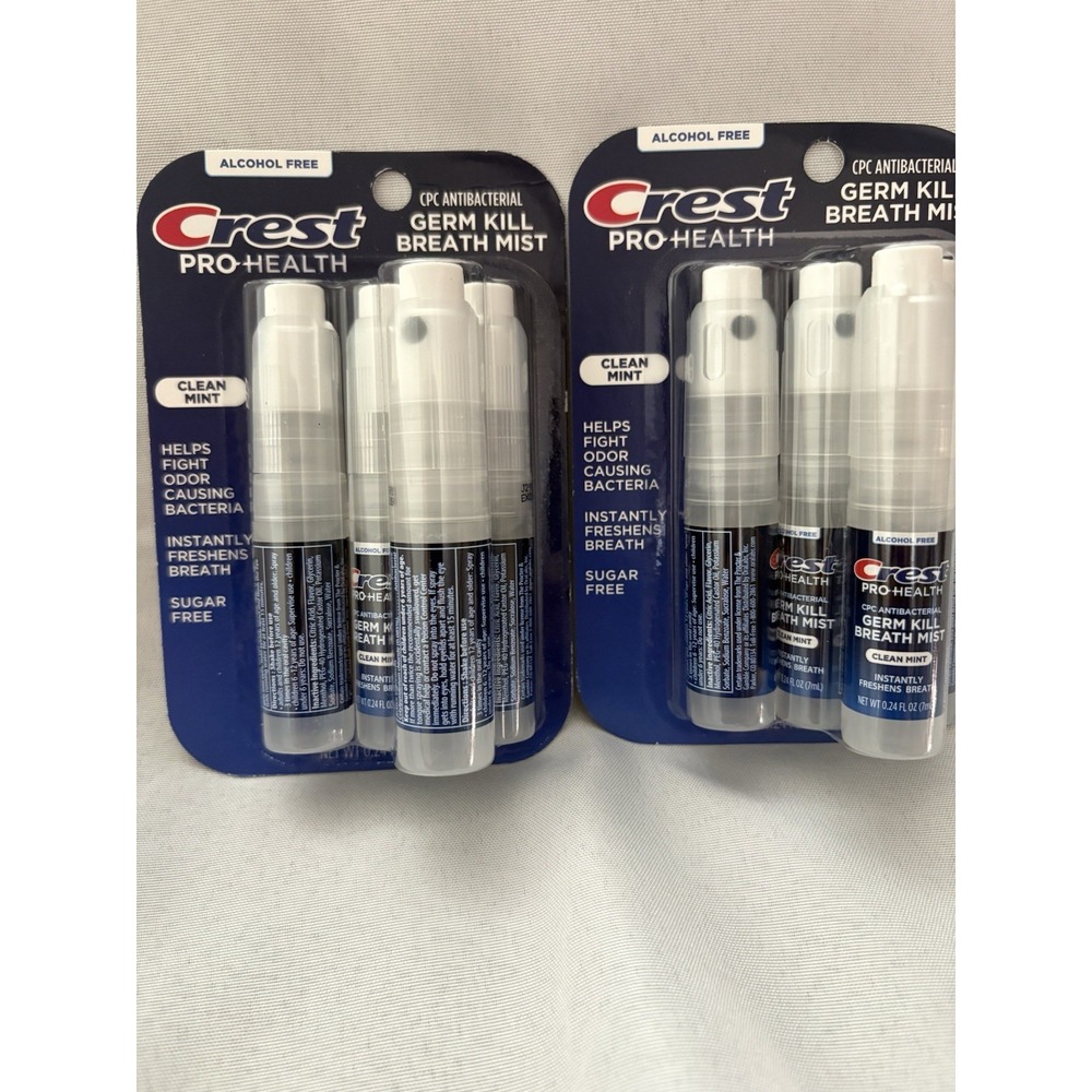 NEW Crest ProHealth Germ Kill Breath Mist Clean Mint Spray 2 PK 8 piece Exp 2028